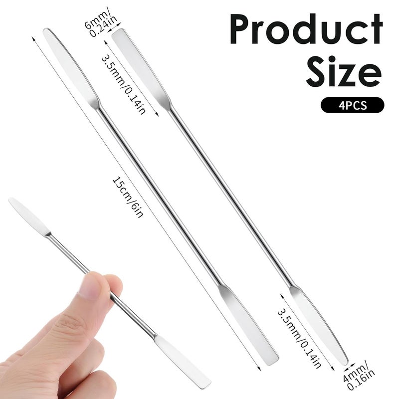 Andibro 4 Pcs Micro Metal Spatula, 6"Lab Spatula Double Ended Micro Spatula Stainless Steel Mini Square/Round End for Mixing Cosmetics Kitchen Laboratories - Image 4